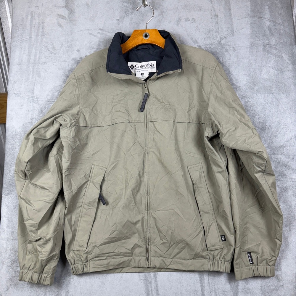 Columbia GRT Mens Small Tan Packable Mesh Lined‎ Windbreaker Jacket Khaki 5836
